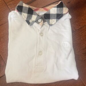 Burberry White Polo with Checkered Collar
